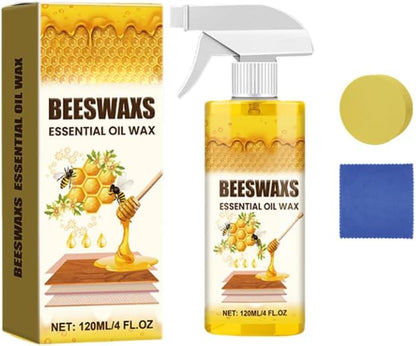 Beeswax Spray for Wood, Bees Wax Furniture Polish and Cleaner with Sponge and Towel, Natural Beeswax Cleaner for Furniture Floors Cabinets, Wood Care for Shine and Protection (4oz 1pc)
