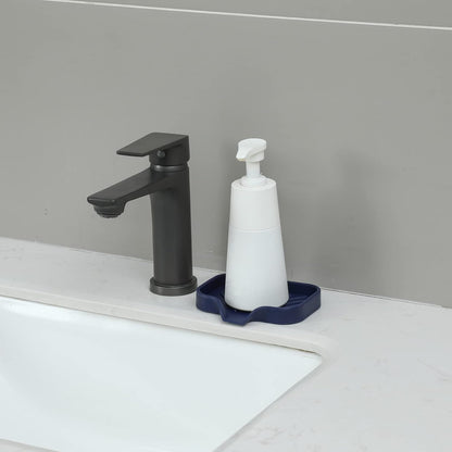 MicoYang Silicone Bathroom Soap Dishes with Drain Spout-Bathroom and Kitchen Sink Organizer,Sponge Holder,Dish Soap Tray,Perfect for Dispenser,Scrubber,Bottle,Cup on Sink or Counter-Black 4.9"×3.2"
