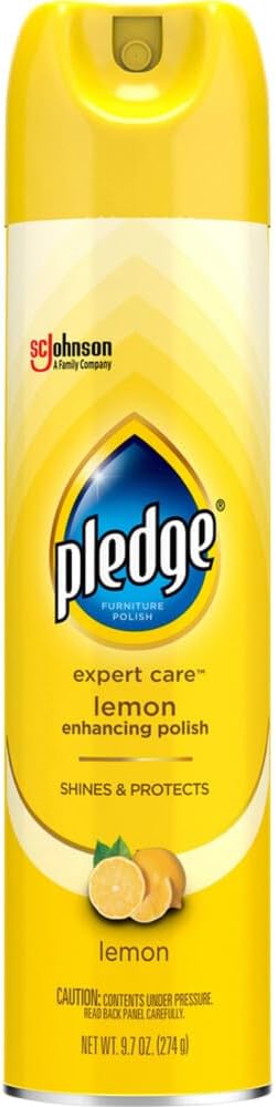 Pledge Furniture Polish, Lemon, 9.7 Oz Aerosol Spray, 6/carton