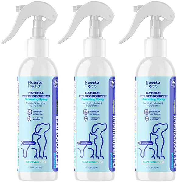Pets Pet Deodorant & Odor Neutralizer w/Oat & Aloe | Naturally Derived Quick-Drying Deodorizer Spray for Dogs | Safe on Carpets & Furniture | Pet-Safe & Hypoallergenic | Baby Powder Scent