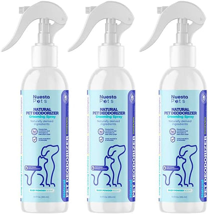 Pets Pet Deodorant & Odor Neutralizer w/Oat & Aloe | Naturally Derived Quick-Drying Deodorizer Spray for Dogs | Safe on Carpets & Furniture | Pet-Safe & Hypoallergenic | Baby Powder Scent