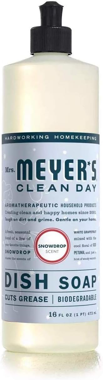 MRS. MEYER'S CLEAN DAY Liquid Dish Soap, Cruelty Free Formula, Lavender Scent, 16 oz