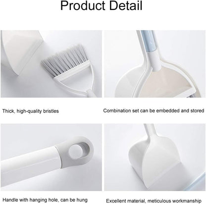 Mini Broom and Dustpan, Home Kitchen Sweeping for Kids(White+Gray)