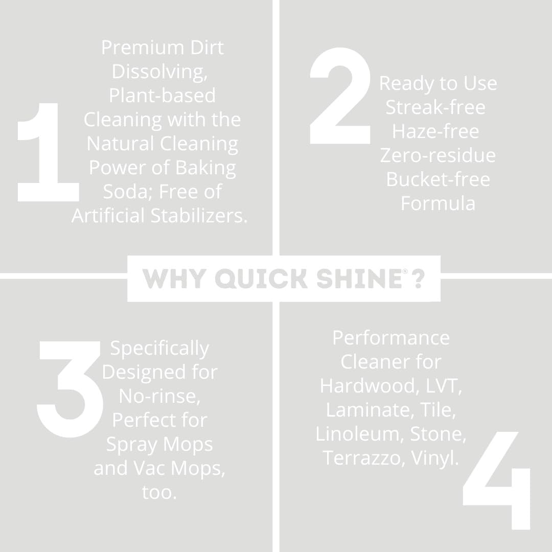 Quick Shine Multi Surface Floor Cleaner 64oz, Ready to Use-Streak Free-No Rinse, Use on Hardwood, Laminate, Luxury Vinyl Plank & Stone, Use in Spray Mops & Vac Mops, Safer Choice Cleaner
