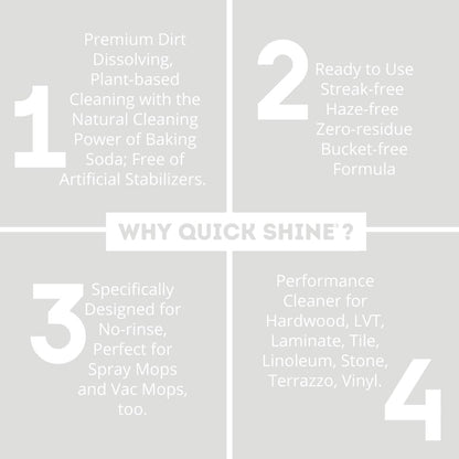 Quick Shine Multi Surface Floor Cleaner 64oz, Ready to Use-Streak Free-No Rinse, Use on Hardwood, Laminate, Luxury Vinyl Plank & Stone, Use in Spray Mops & Vac Mops, Safer Choice Cleaner