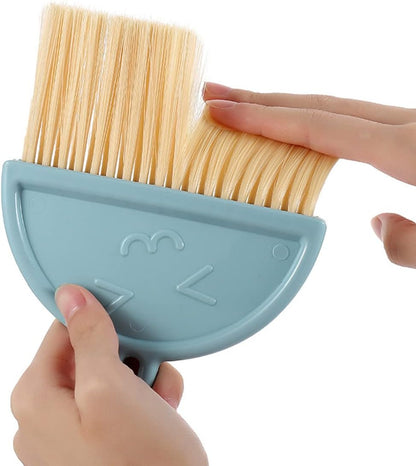 Mini Hand Brooms Small Dust Pan and Brush Set for Table, Desk, Countertop, Key Board, Cat, Dog and Other Pets (Green) (ENG547)