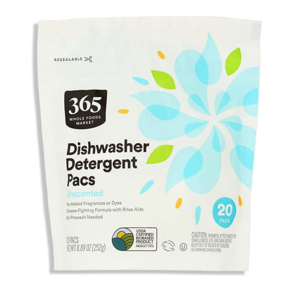 365 by Whole Foods Market Unscented Dish Pacs 20 Count, 8.89 OZ