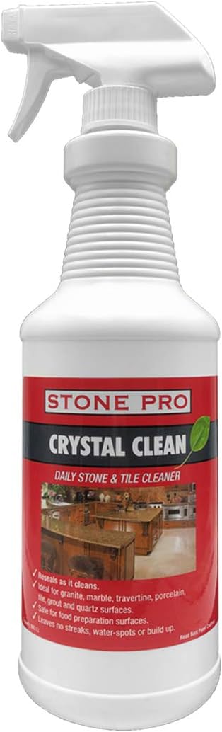 StonePro – Crystal Clean (32 Fl Oz Ready to Use) (for Stone Surfaces, Stainless Steel, Windows, Mirrors & Glass)