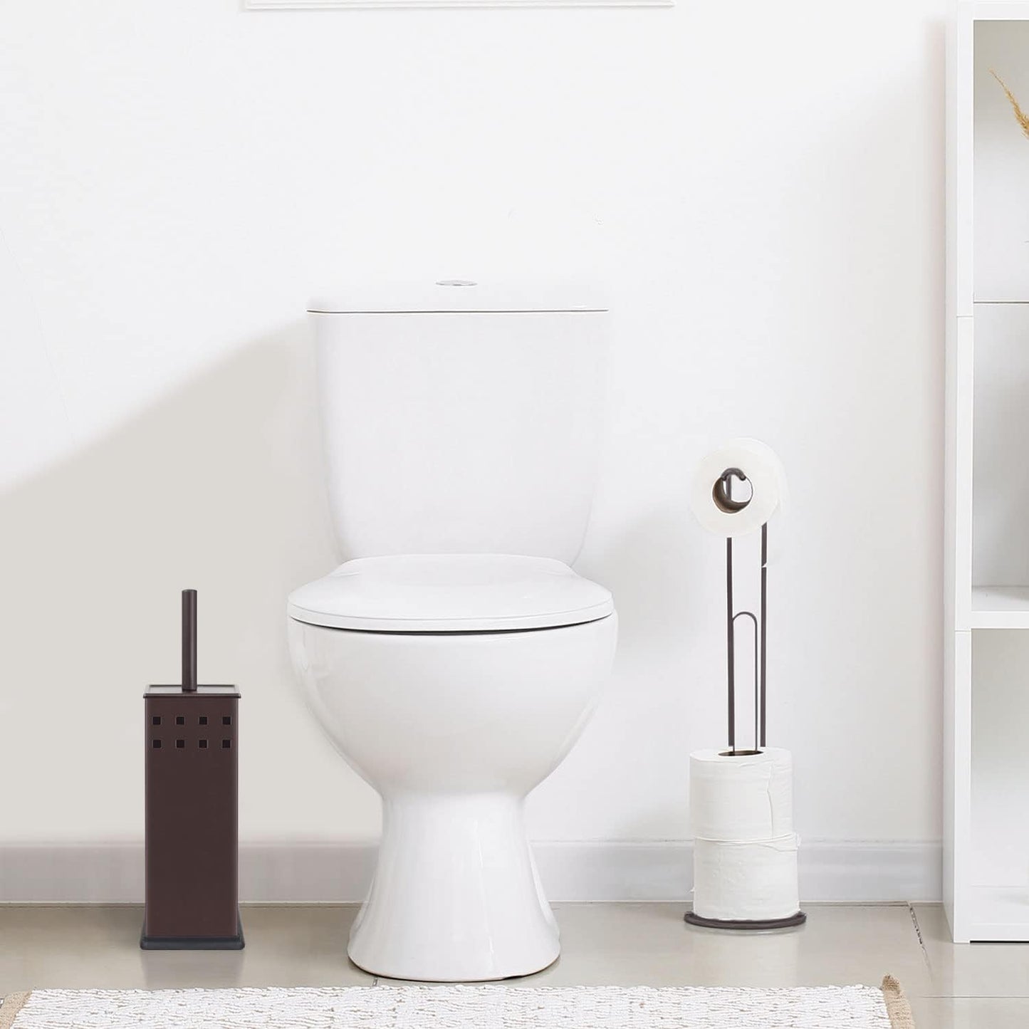 Blue Donuts Toilet Brush and Holder, Toilet Bowl Brush for Bathroom, Toilet Cleaner, Odor Free, Bronze