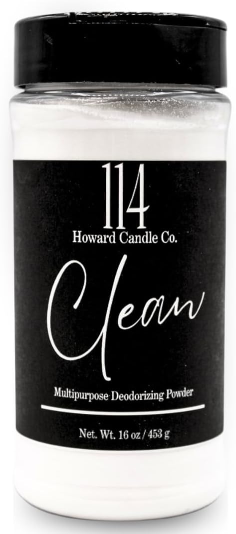 Carpet Deodorizer & Freshener Powder - Upholstery, Couch & Rug Odor Eliminator for Strong Odor & Pet Urine | Baking Soda Formula | Clean Cotton Scent | Safe for Kids & Pets | 1-1-4 Howard Candle Co.