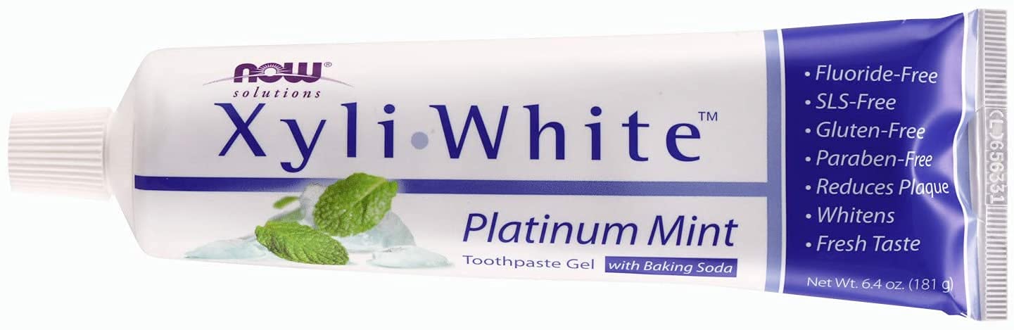 NOW Solutions, Xyliwhite™ Toothpaste Gel, Platinum Mint, Cleanses and Whitens, Fresh Taste, 6.4-Ounce