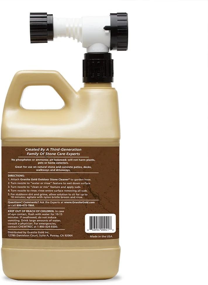 Granite Gold Outdoor Stone Cleaner, Deep Cleans BBQ Islands, Kitchens, Tables, Counters, & More, Streak-Free Shine, Fresh Citrus Scent, Safe on Food-Prep Surfaces, 24 Fl Oz Spray Bottle