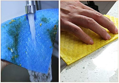 Reusable Cleaning Cellulose Sponge Cloths Absorbent Wipes Clean Kitchen Car Dish Eco-Friendly Dishcloth Hand Towel Auto - 1pack (5pcs)