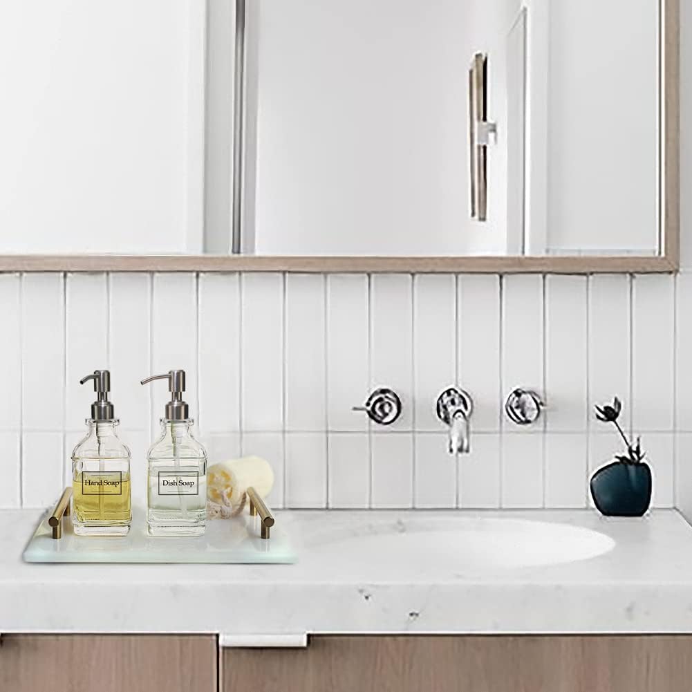 JASAI 2Pack Glass Soap Dispenser with Black Rust Proof Pump, Refillable Dish Soap Dispenser with for Kitchen and Bathroom.