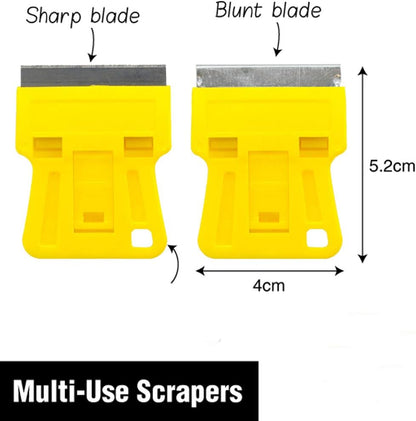 Razor Blades Metal Scraper Tool Pull Push Glass Scraper Stove Top Scraper Window Ceramic Scraper with10 PCS Single Edge Replacement Scraper Blades Removing Decal Label Residue Sticker,Silver
