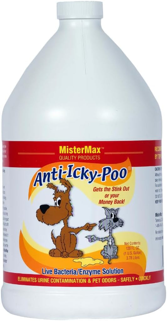 Mister Max Anti Icky Poo Pet Urine Enzyme Cleaner & Feces Odor Remover, Enzymatic Cleaner for Dog & Cat Urine, Pet Odor Remover Spray, 1 Gallon (Original Scent)