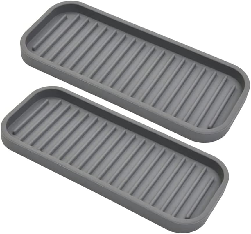 Silicone Sponge Holder Kitchen Sink Organizer Tray Dish Caddy Soap Dispenser, Scrubber Spoon Holder,Dishwashing Accessories 2 Pack (White)