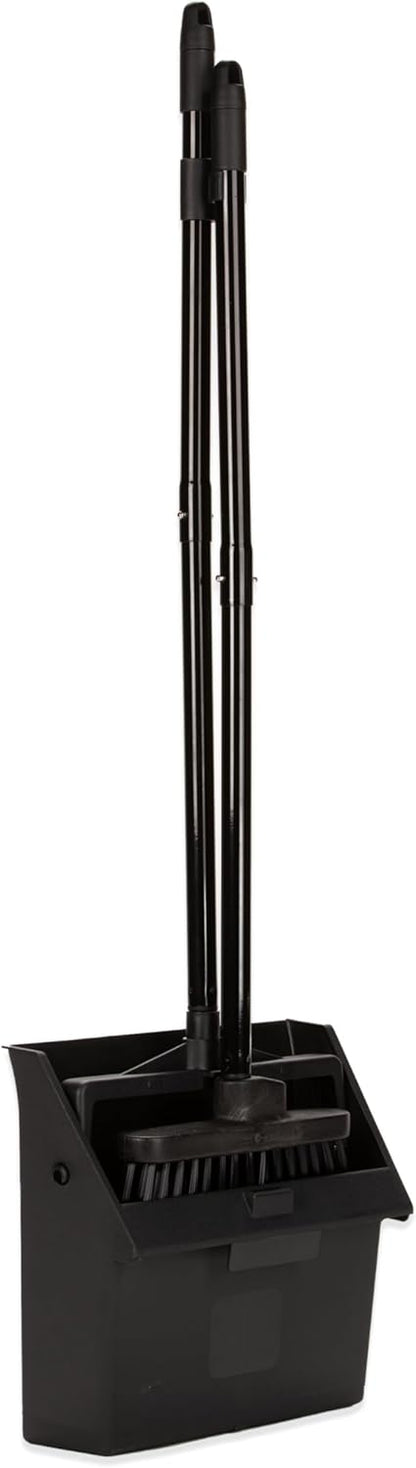 Carlisle FoodService Products Duo-Pan Upright Dust Pan and Broom Set, Essential Cleaning Tools for Home and Commercial Use, 36" Handle, 1 Count, Black