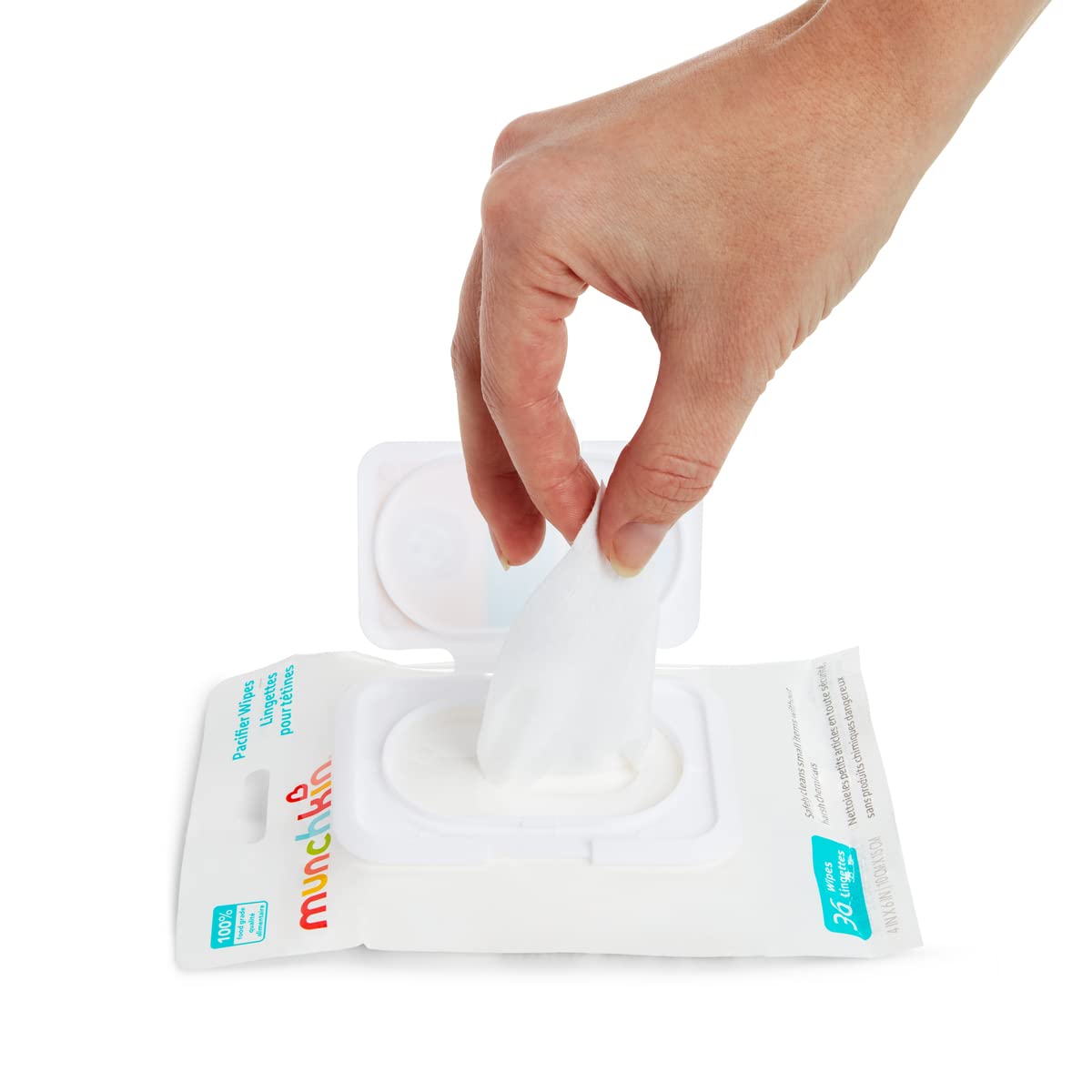 Munchkin Arm & Hammer Pacifier Wipes - Safely Cleans Breast Pump Parts and Feeding Essentials for Baby and Toddler, 2 Pack, 72 Wipes