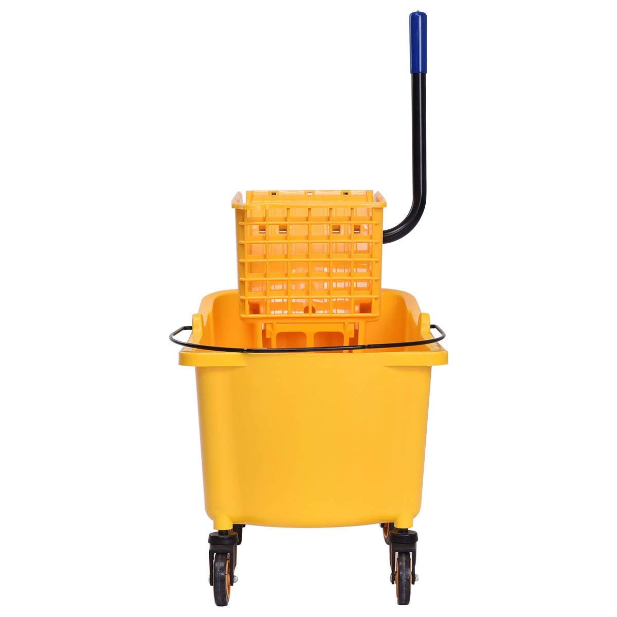 Giantex Side Press Wringer Commercial Mop Bucket, 35 Qt Larger Capacity Cleaning Caddy with Wheels, Yellow
