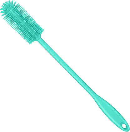 Silicone Bottle Brush, Water Bottle Cleaner Brush with Long Handle, Perfect for Cleaning Narrow Neck Containers, Vacuum Sports Bottle, Tumblers, Flask, Glassware (1 Pack, Turquoise)