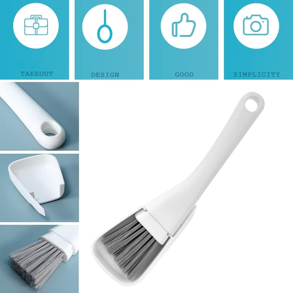 2 Pack Mini Brush and Dustpan Set Conveniently Dust Clean Portable Multi-Functional Cleaning Tools for Key Board Table (Black&Gray)
