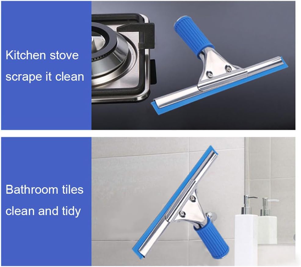 45cm 18in Grip Glass Squeegee for Window Cleaning,Stainless Steel All Purpose Squeegee with Non-Slip Handle for Shower Doors Window Car Mirror Glass (18in/45cm, Black)