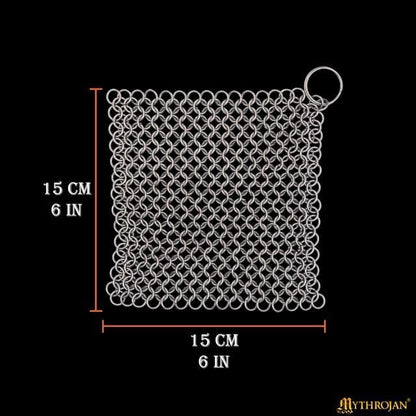 Chainmail Scrubber Cleaner 7.8" x 7.8" Premium 316L Stainless Steel Scrubber for Cast iron Pots,Pan, BBQ Grill, Wok and All Kitchenware Items - Stainless Steel