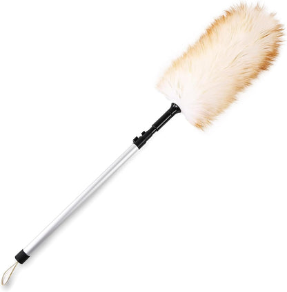 Lambswool Extendable Duster 29-110 Inch, Anti-Static Flexible Head, Stainless Steel Pole for High Ceilings, Fans, Interior & Roof Dusting.