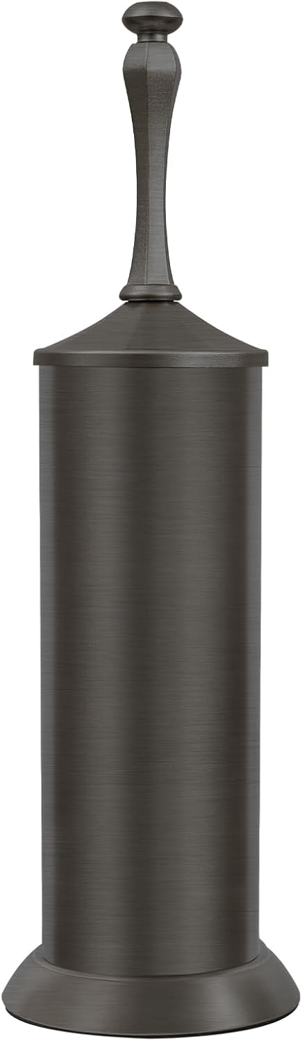 Bronze Toilet Brush and Holder，Extra Long Handled Toilet Brush for Bathroom，Stainless Steel Heavy Duty Toilet Bowl Brush,Deep Cleaning Modern Toilet Cleaner Brush -Space Saving, Covered Brush, Durable