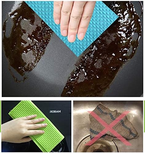 Reusable Cleaning Cellulose Sponge Cloths Absorbent Wipes Clean Kitchen Car Dish Eco-Friendly Dishcloth Hand Towel Auto - 1pack (5pcs)