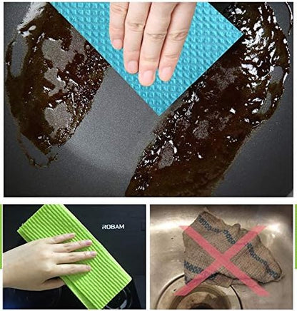 Reusable Cleaning Cellulose Sponge Cloths Absorbent Wipes Clean Kitchen Car Dish Eco-Friendly Dishcloth Hand Towel Auto - 1pack (5pcs)