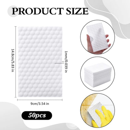 WADORN 50Pcs Magic Sponge Eraser Sheets, Convex Point Melamine Sheets Reusable Thin Nano Cleaner Pads Eraser Wipes All-Purpose Melamine Sponge Eraser for Kitchen Shoe Furniture Bathroom Shower Sink