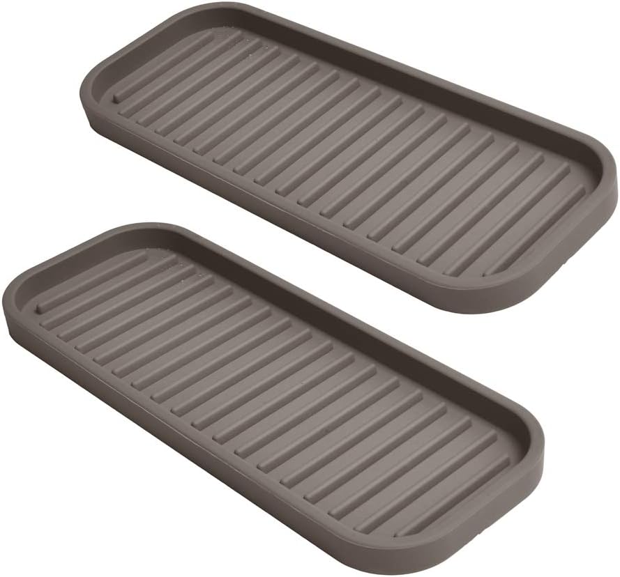 Silicone Sponge Holder Kitchen Sink Organizer Tray Dish Caddy Soap Dispenser, Scrubber Spoon Holder,Dishwashing Accessories 2 Pack (White)