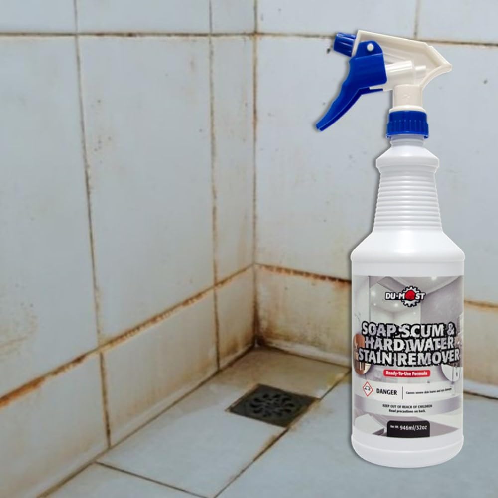 DU-MOST Soap Scum & Hard Water Stain Remover, High Foaming Acid Cleaner Removes Limescale & Soap Residue, Kitchen & Bathroom Use, 32 Oz