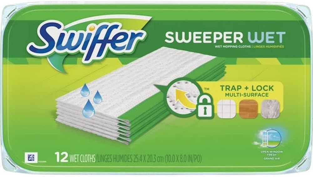 Swiffer Sweep + Mop, Wet Pads Refill, Floor Cleaner for Dirt, Dust, Hair, Cleaning Cloths for Mopping Home, Bathroom, Kitchen, All Purpose Multi-Surface Floor Wipes, Gain, 24ct