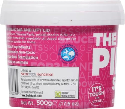 Stardrops The Pink Stuff Cleaning Paste 500g, Multi Purpose Cleaner for Kitchen, Bathroom, Tiles, Glass, Shower, Oven, Sink, Stainless Steel, Removes Grease, Grime & Stains