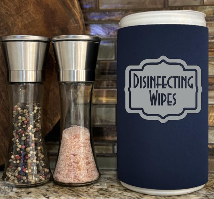 Disinfecting Wipes Cover with Silver Label Modern (Large, Black)