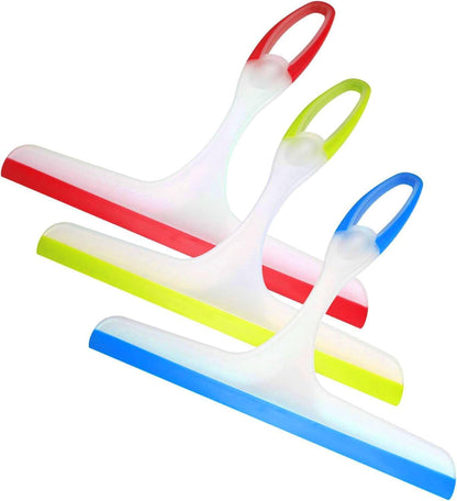 3 Pcs Shower Squeegee for Glass Doors, Car Window Squeegee, Streak-Free Mirror Cleaner Tool for Bathroom Kitchen Sink Countertop Tile Glass Shower Door Scraper Household Squeegees, with 3 Hooks