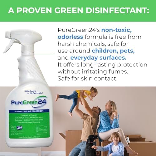 Safe & Effective Disinfectant. Kills Deadly Germs including RSV COVID-19 Norovirus MRSA Staph 2026 flu Bird flu Contains no toxic chemicals odorless child & pet safe 1 4oz spray bottle