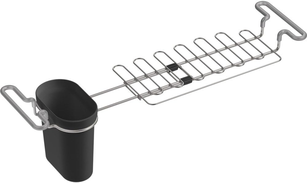 Kohler K-5473-CHR Multi-Purpose Over-The-Sink Drying Rack, Caddy with Kitchen Towel Bar Holder, Soaking Cup. Expandable 14.6" to 17.6", 17.625 x 5 x 5.25, Charcoal