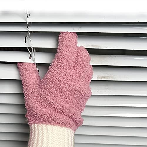 MIG4U Microfiber Dusting Gloves House Cleaning Glove for Blinds, Windows, Shutters, Furniture, and Car, Reusable Lint-Free Pink 1 Pair S/M