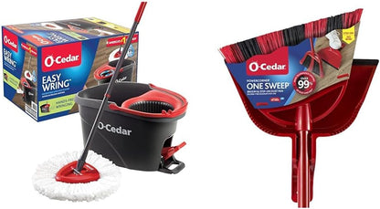 O-Cedar Spin Mop & Sweep Set | EasyWring Mop + One Sweep Broom with Dustpan