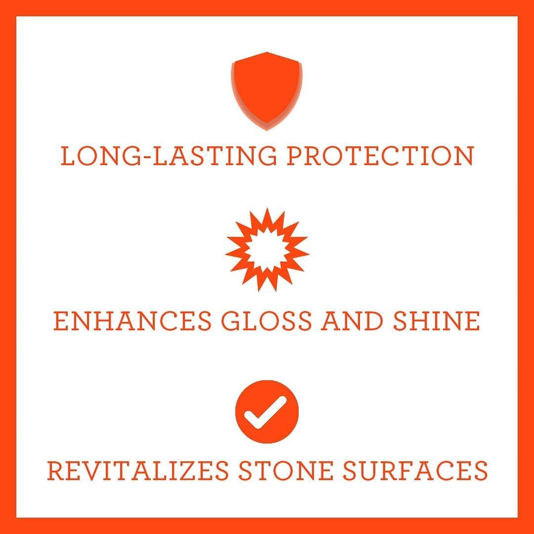TriNova Granite Sealer & Protector – Best Stone Polish, Protectant & Care Product – Easy Maintenance for Clean Countertop Surface, Marble, Tile – No Streaks, Stains, Haze, or Spots - 18 fl oz