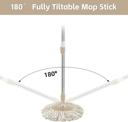 Spin Mop Replacement Handle, 47.6-inch 360 Degrees Rotating Telescopic Replacement Mop Stick with a Robust Stainless Steel Disc for Spin Mop Bucket Cleaning System (Stainless Steel Disc,Purple)
