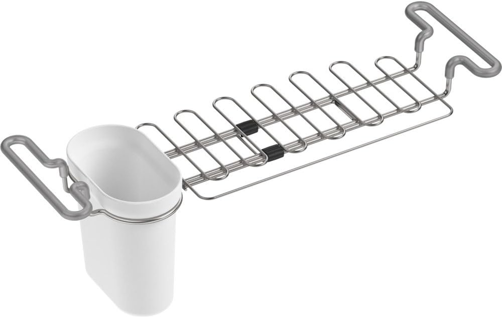 Kohler K-5473-CHR Multi-Purpose Over-The-Sink Drying Rack, Caddy with Kitchen Towel Bar Holder, Soaking Cup. Expandable 14.6" to 17.6", 17.625 x 5 x 5.25, Charcoal