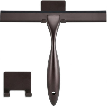 NETANY Shower Squeegee, 14-Inch Matte Black Squeegee, All-Purpose Stainless Steel Squeegee for Bathroom, Shower Doors, Mirrors, Tiles and Car Windows - 100% Streak Free