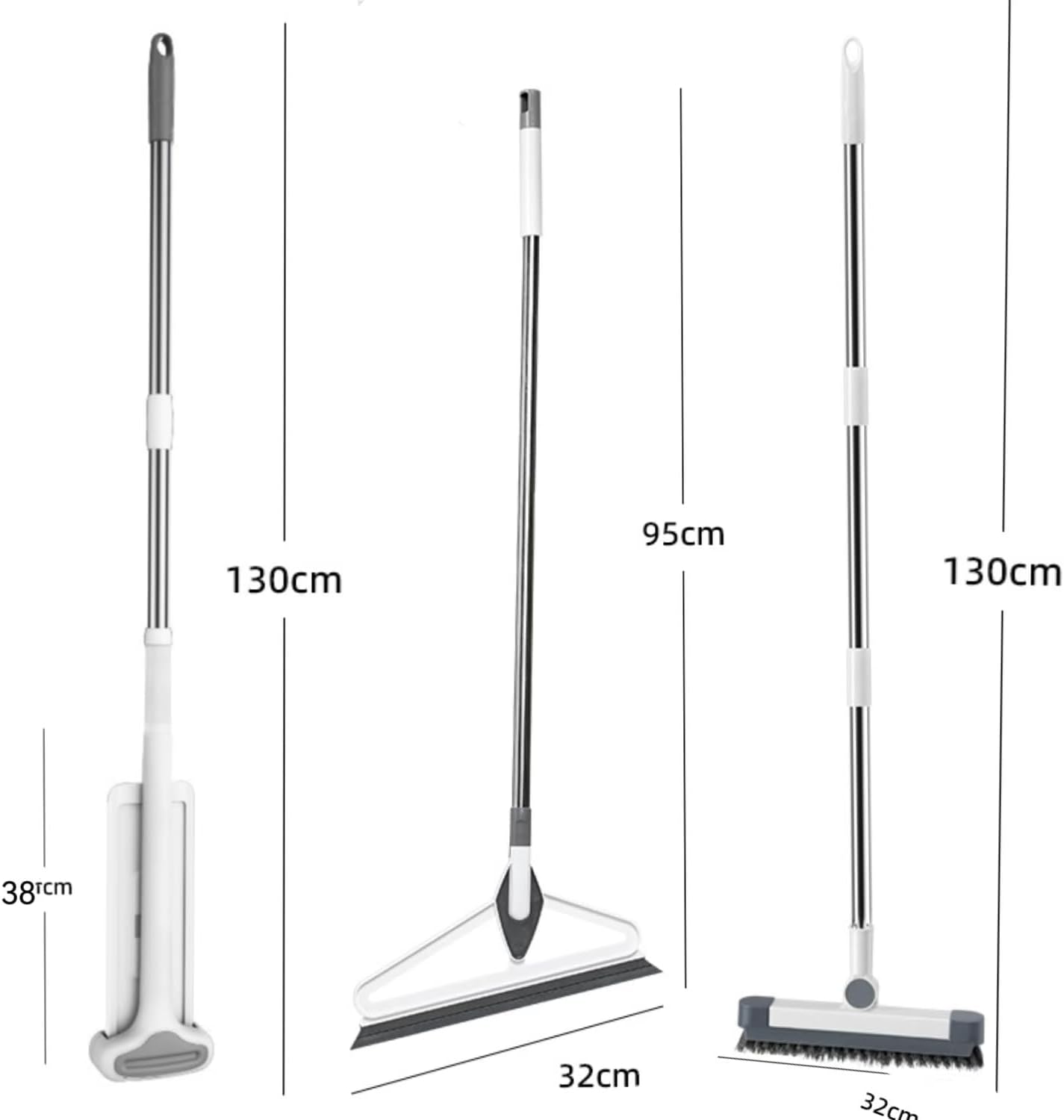 Microfiber Mop Bucket Set, Flat Mop with Bucket, Floor Brush & Glass Squeegee Included, Wet Dry Cleaning System with 6 Washable Pads (1 Mop+6 Microfiber Pads+1 Bucket+1 Floor Brush+1 Glass Wiper)