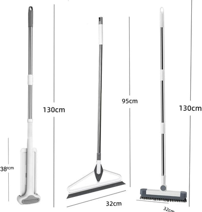 Microfiber Mop Bucket Set, Flat Mop with Bucket, Floor Brush & Glass Squeegee Included, Wet Dry Cleaning System with 6 Washable Pads (1 Mop+6 Microfiber Pads+1 Bucket+1 Floor Brush+1 Glass Wiper)