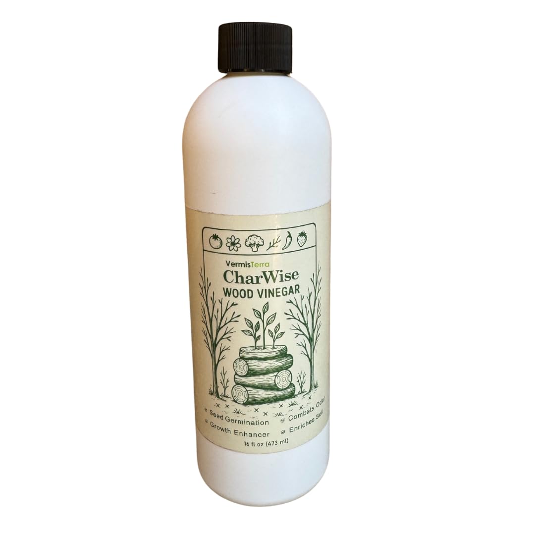 VermisTerra CharWise - 8 oz Wood Vinegar Biostimulant - Seed Germination, Enriches Soil, Growth Enhancer, Combats Odor, Animal Care - pyroligneous Acid, Natural byproduct of biochar